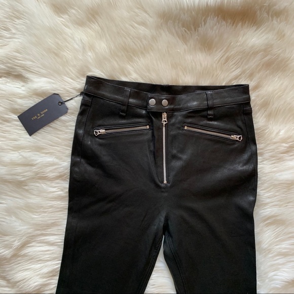 New! RAG & BONE Braxton Lambskin Leather Pants - Picture 7 of 12